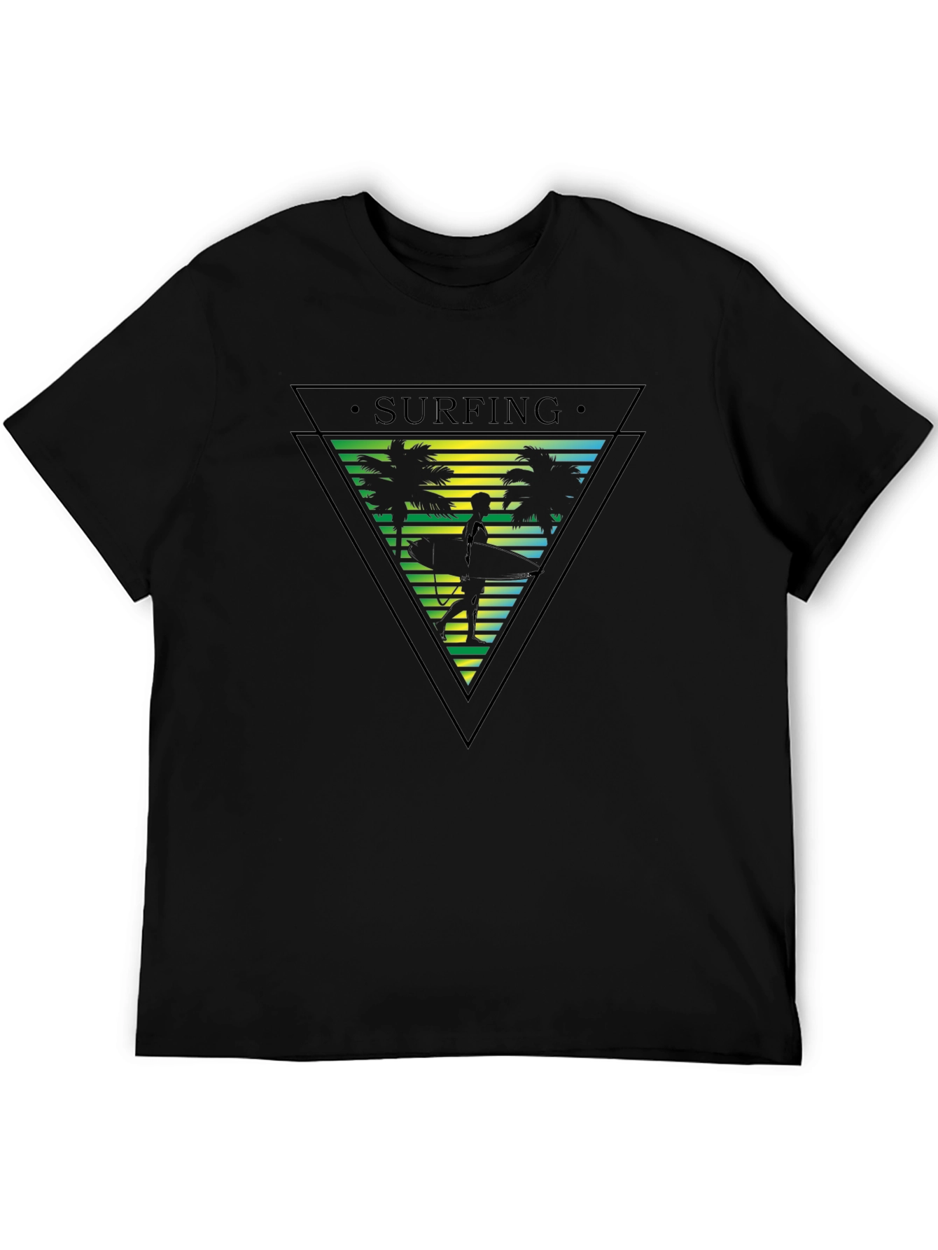 Surfing Palm Tree Graphic Mens T-Shirt