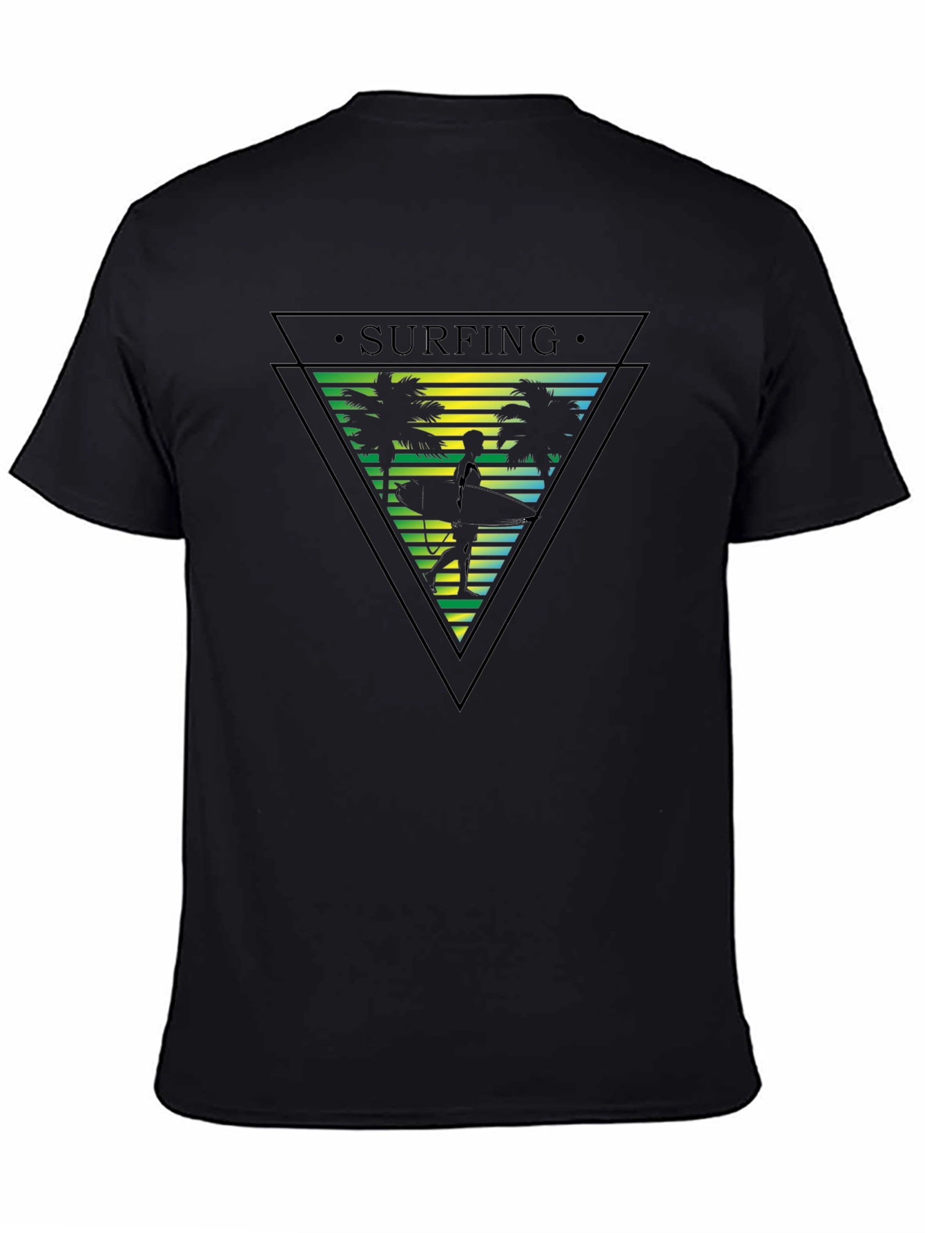 Surfing Palm Tree Graphic Mens T-Shirt