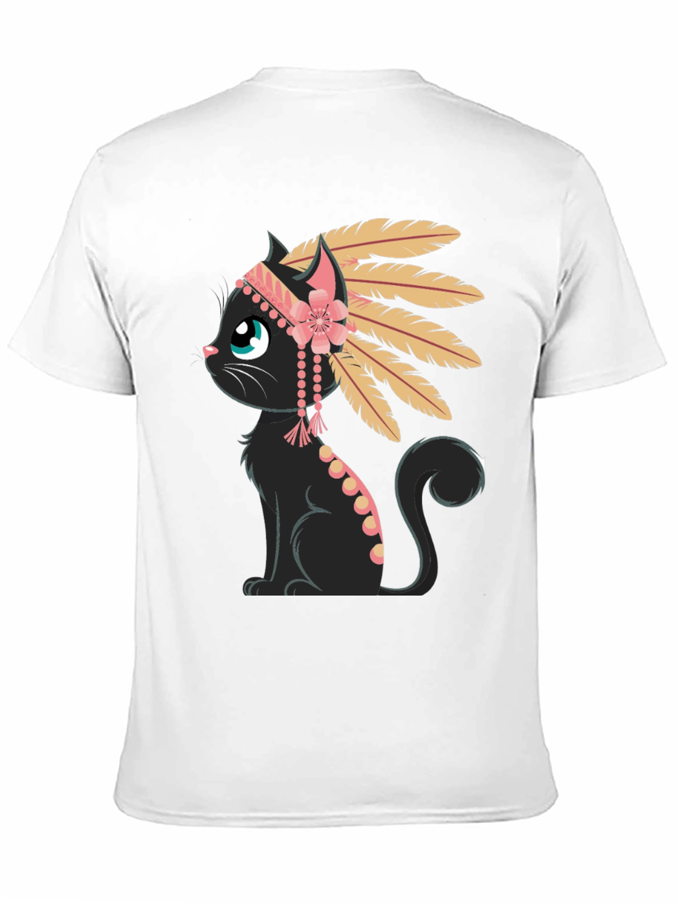Indian Cat T-Shirt - Black Tee with Graphic