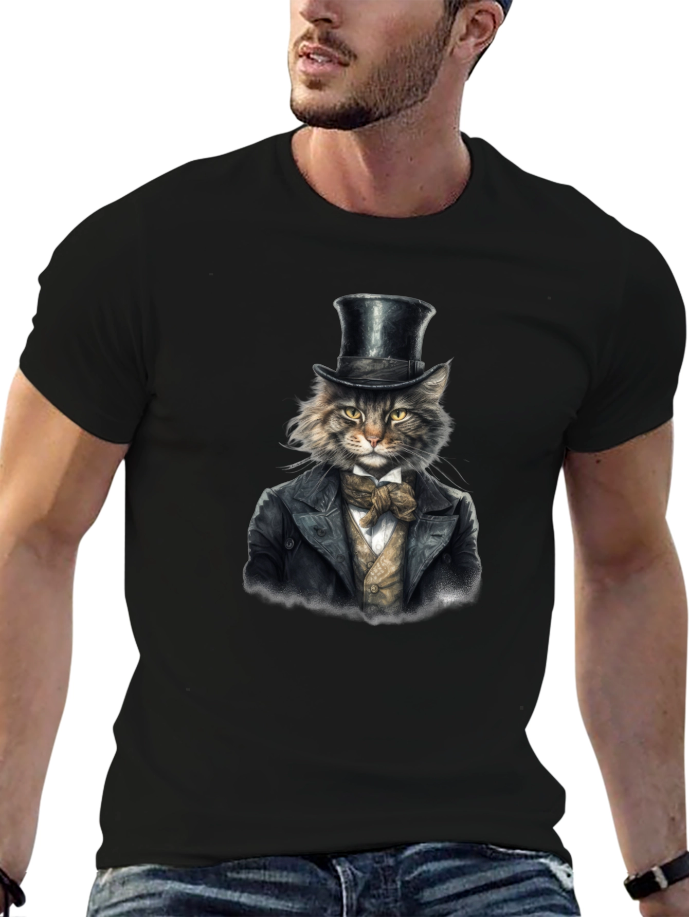 Dapper Cat T-Shirt - Top Hat & Tuxedo