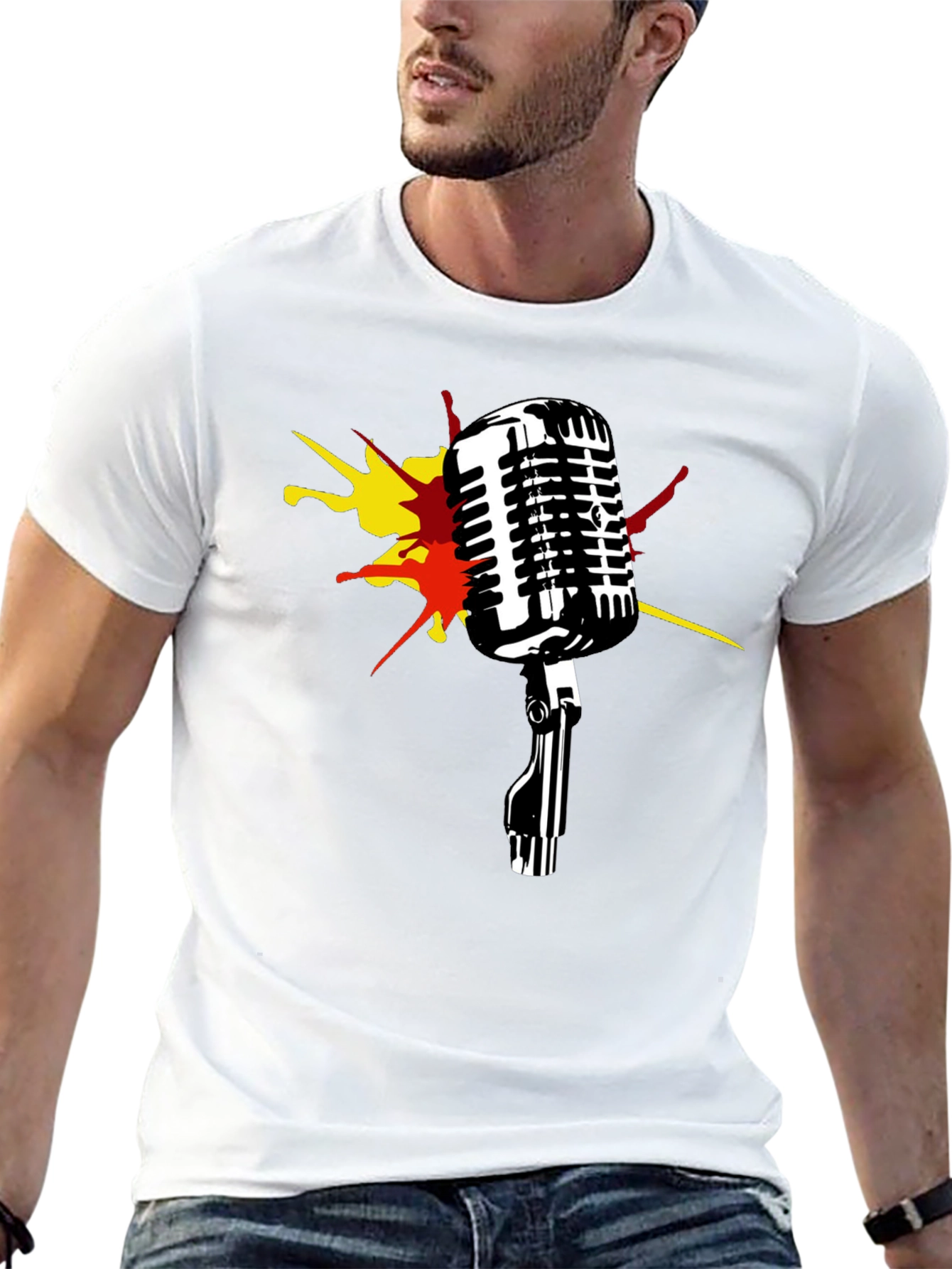 Retro Microphone Graphic T-Shirt - Classic Style
