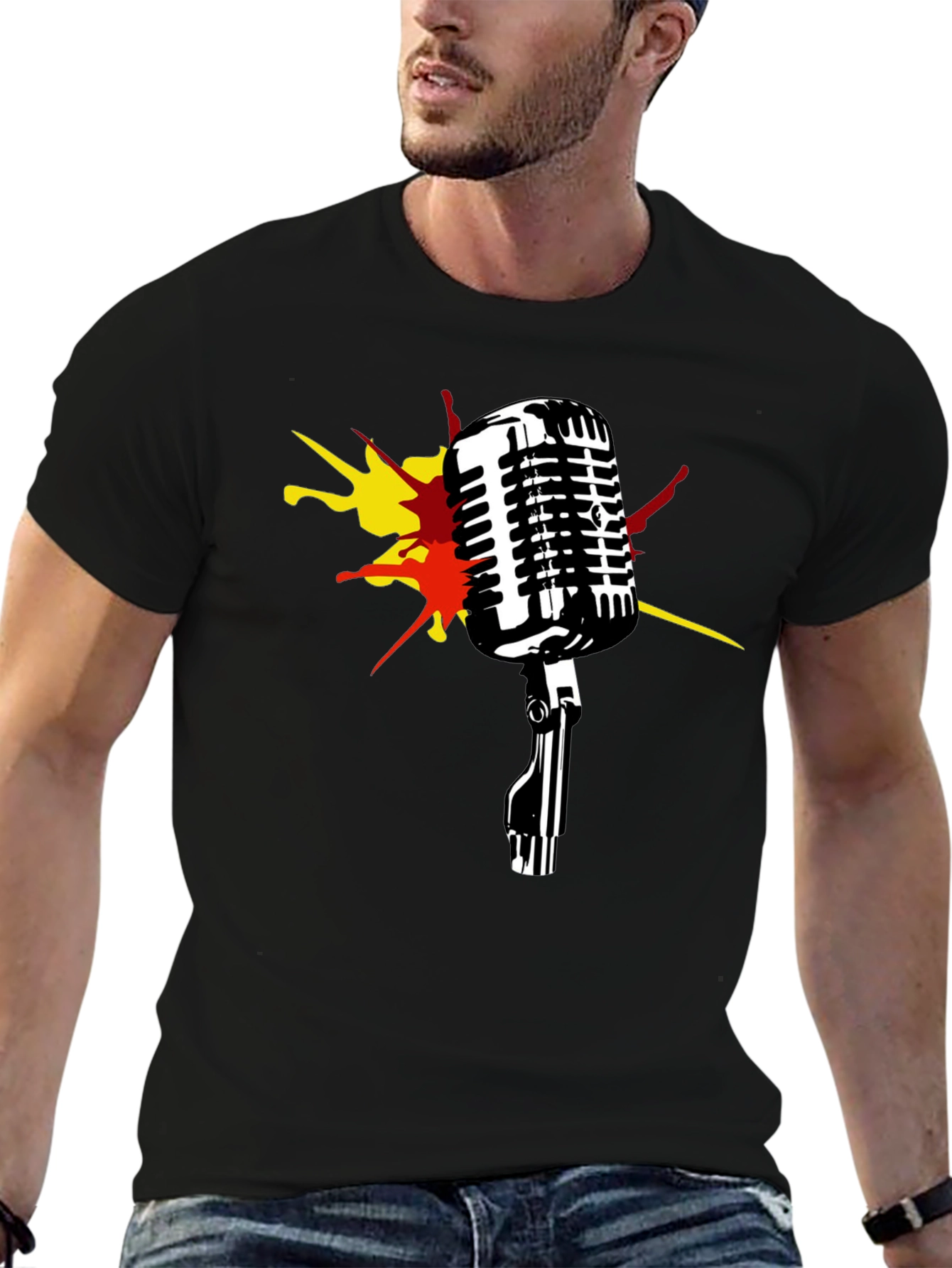 Retro Microphone Graphic T-Shirt - Classic Style