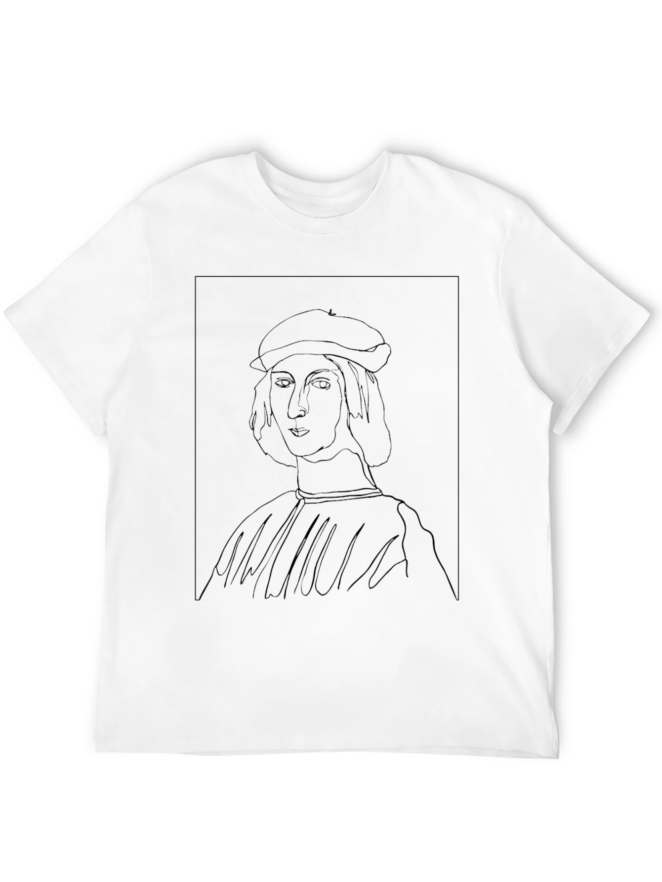 Raphael Line Art Black T-Shirt