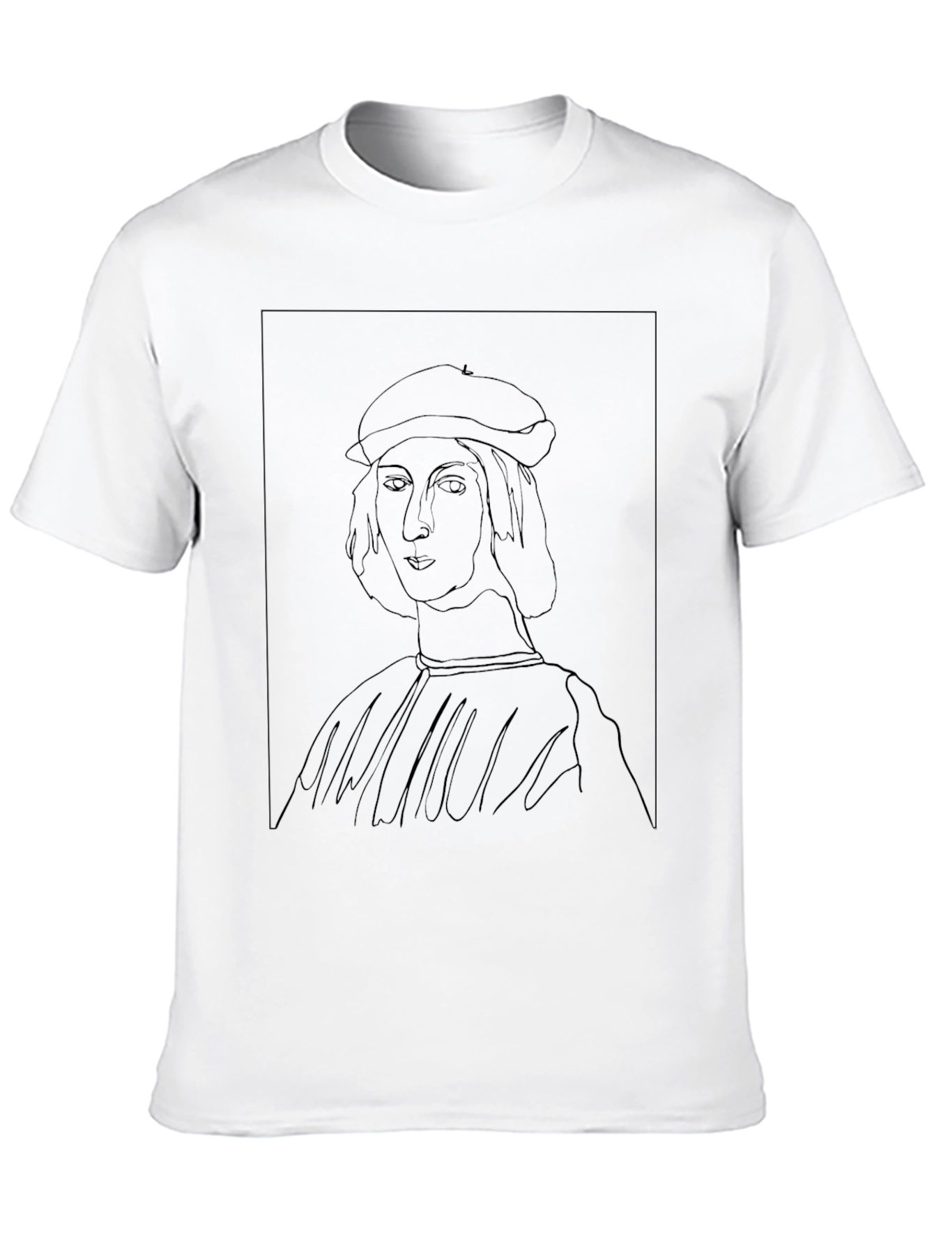 Raphael Line Art Black T-Shirt