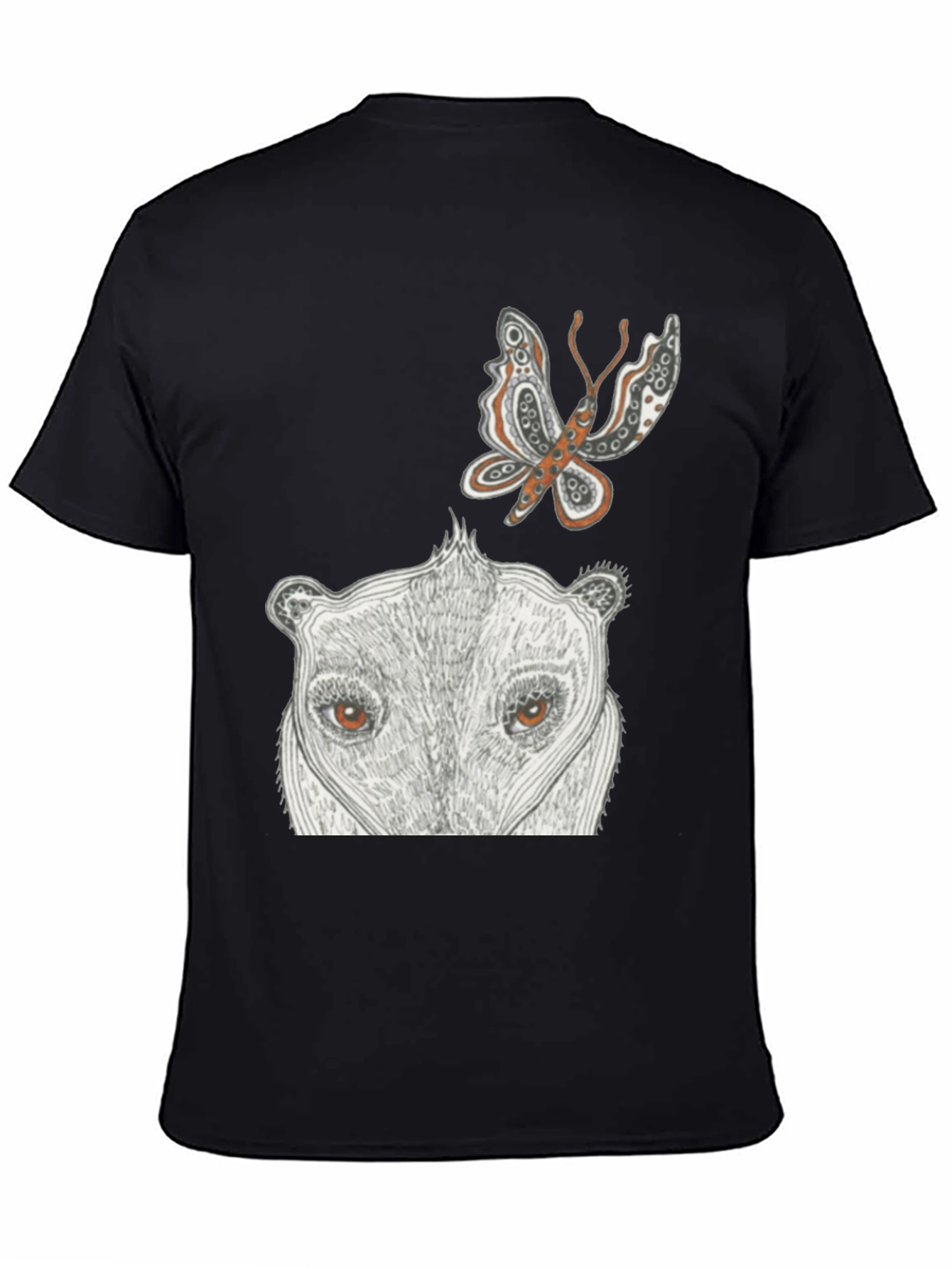 Artistic Graphic Tee - Butterfly & Animal Face
