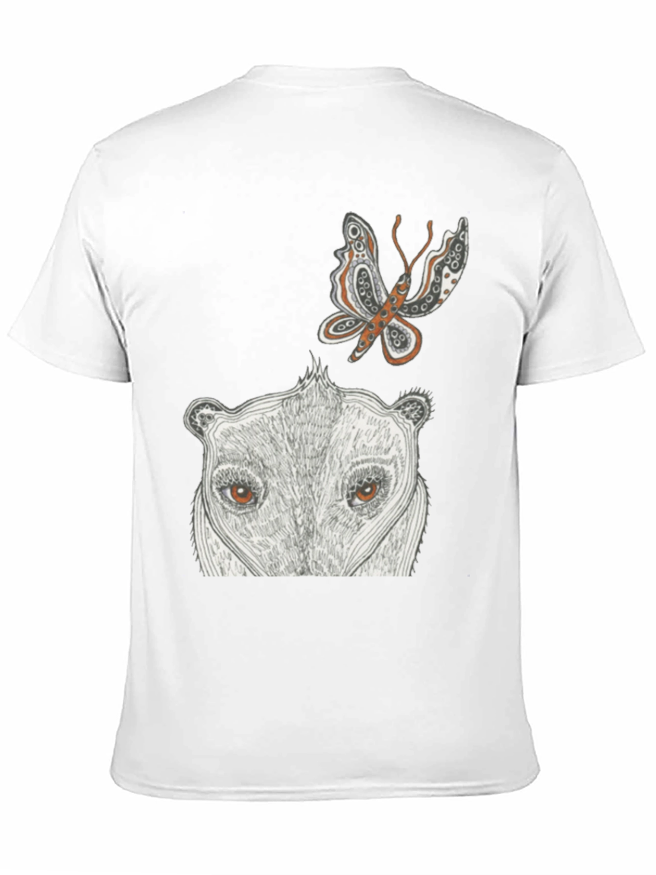 Artistic Graphic Tee - Butterfly & Animal Face