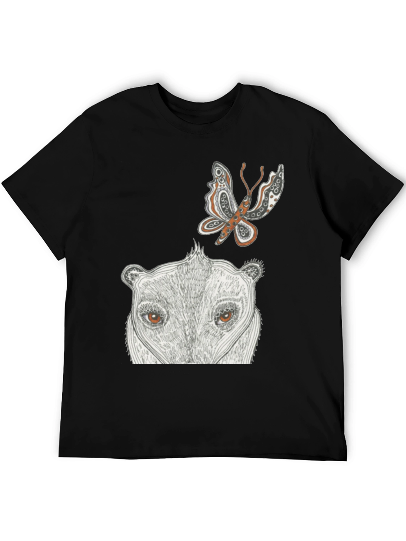 Artistic Graphic Tee - Butterfly & Animal Face