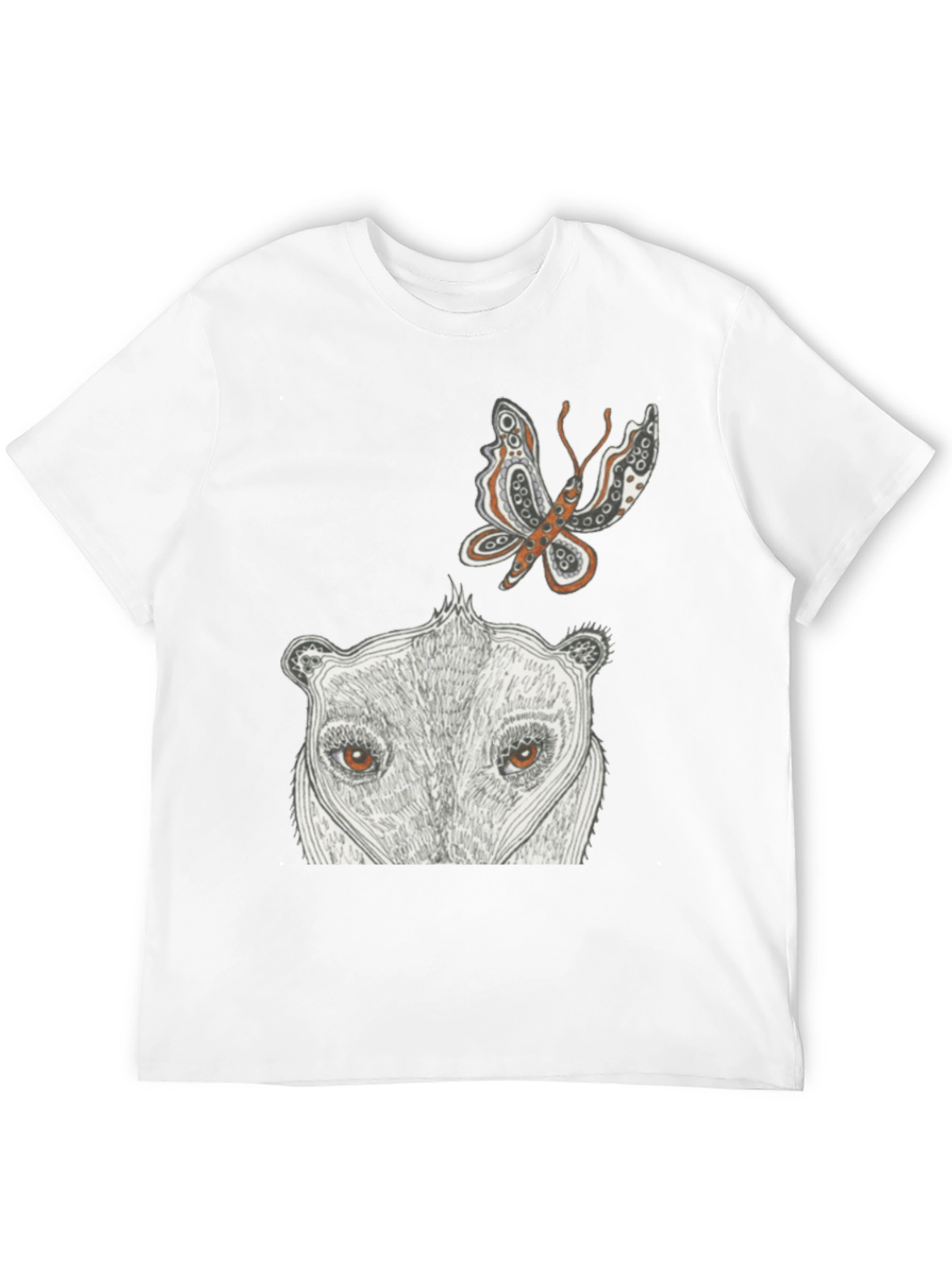 Artistic Graphic Tee - Butterfly & Animal Face