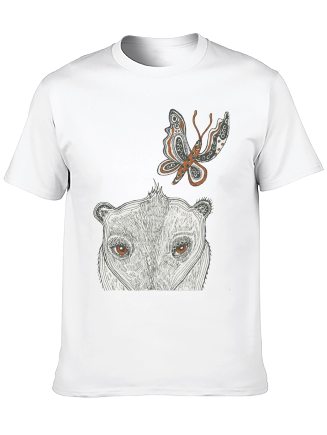 Artistic Graphic Tee - Butterfly & Animal Face