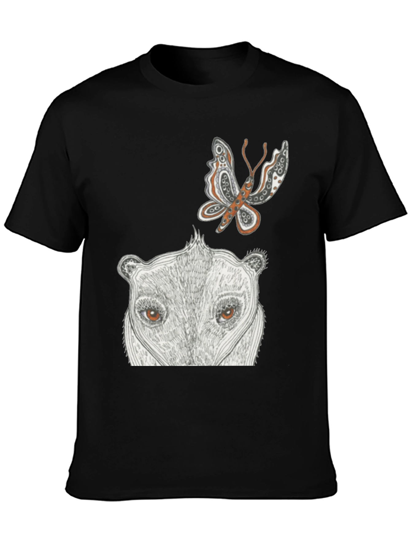 Artistic Graphic Tee - Butterfly & Animal Face