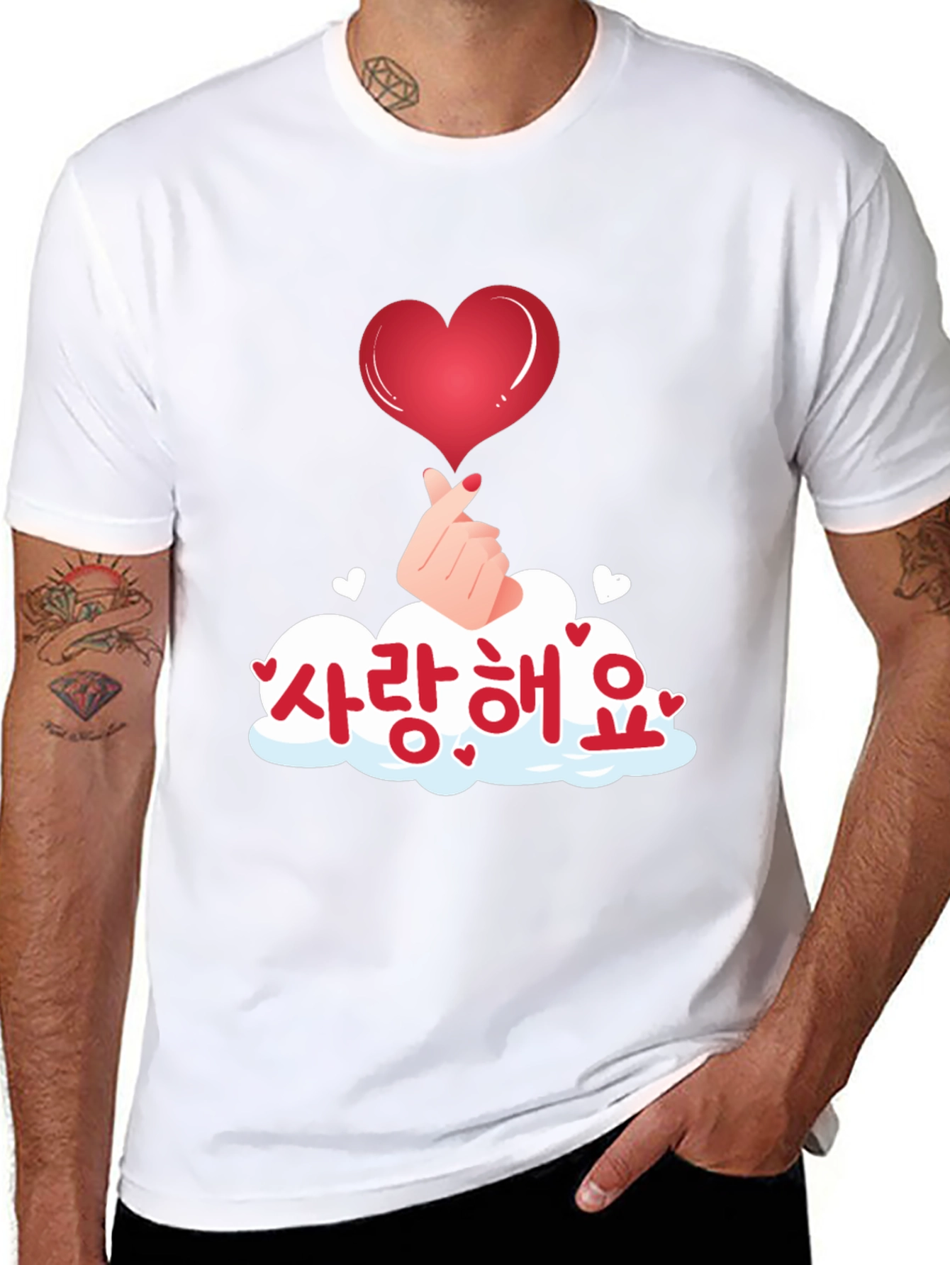 Korean Saranghae Heart Gesture T-Shirt