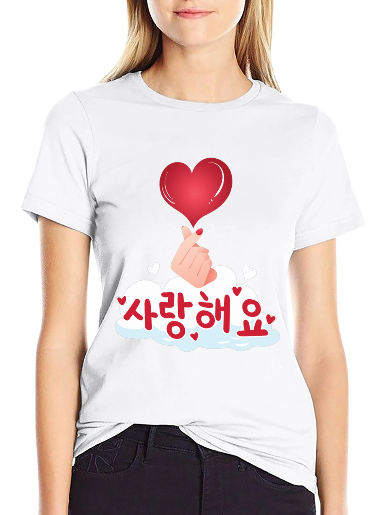 Korean Saranghae Heart Gesture T-Shirt