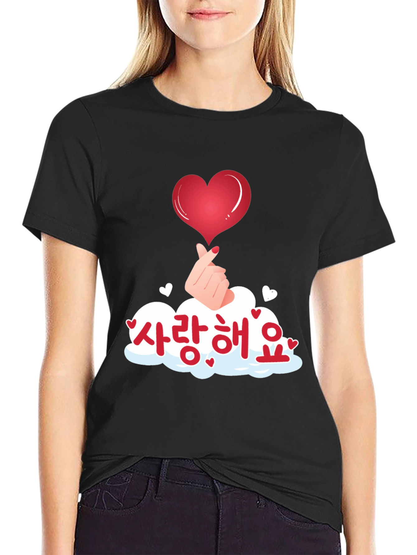 Korean Saranghae Heart Gesture T-Shirt