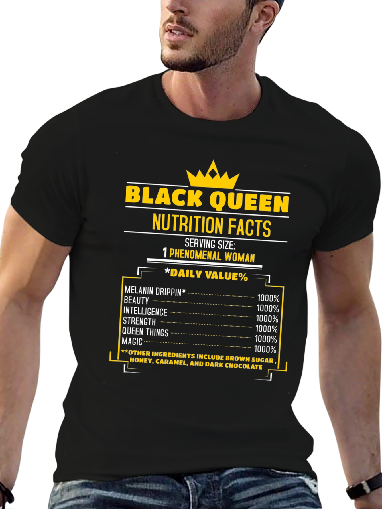 Black Queen Nutrition Facts T-Shirt - Melanin Drip