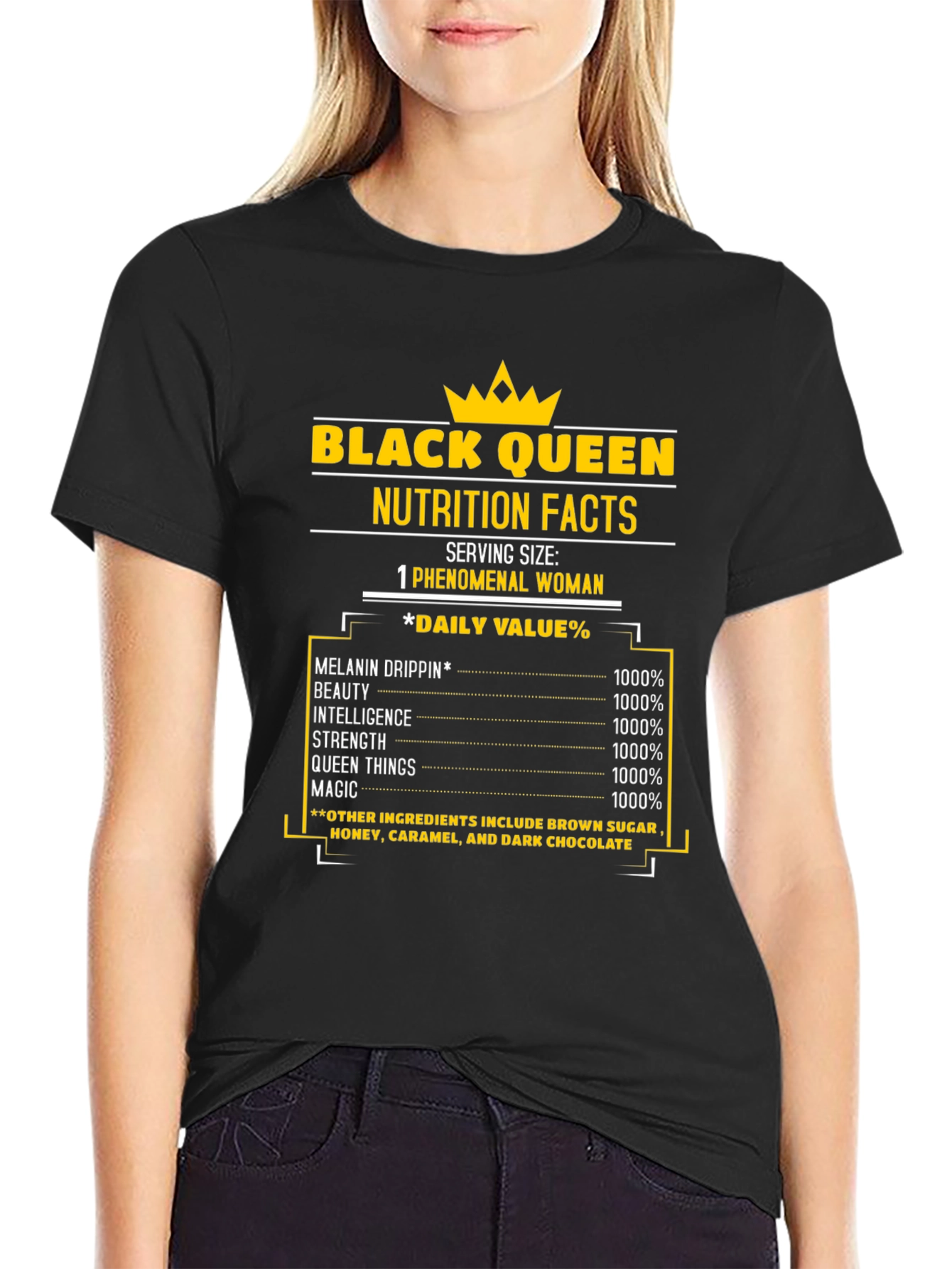 Black Queen Nutrition Facts T-Shirt - Melanin Drip