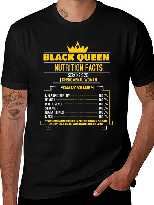 Black Queen Nutrition Facts T-Shirt - Melanin Drip