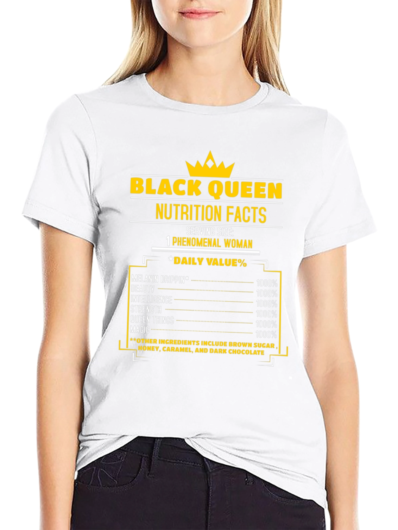 Black Queen Nutrition Facts T-Shirt - Melanin Drip