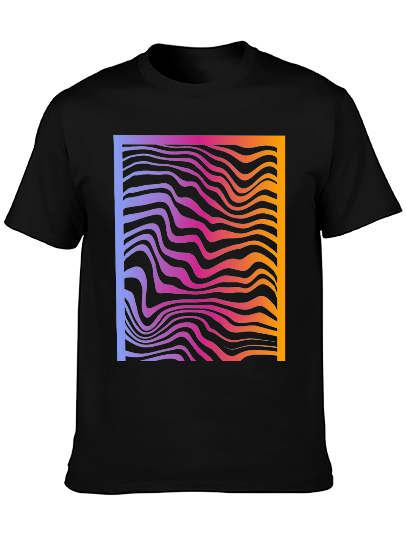 Abstract Gradient Wavy Line Graphic T-Shirt