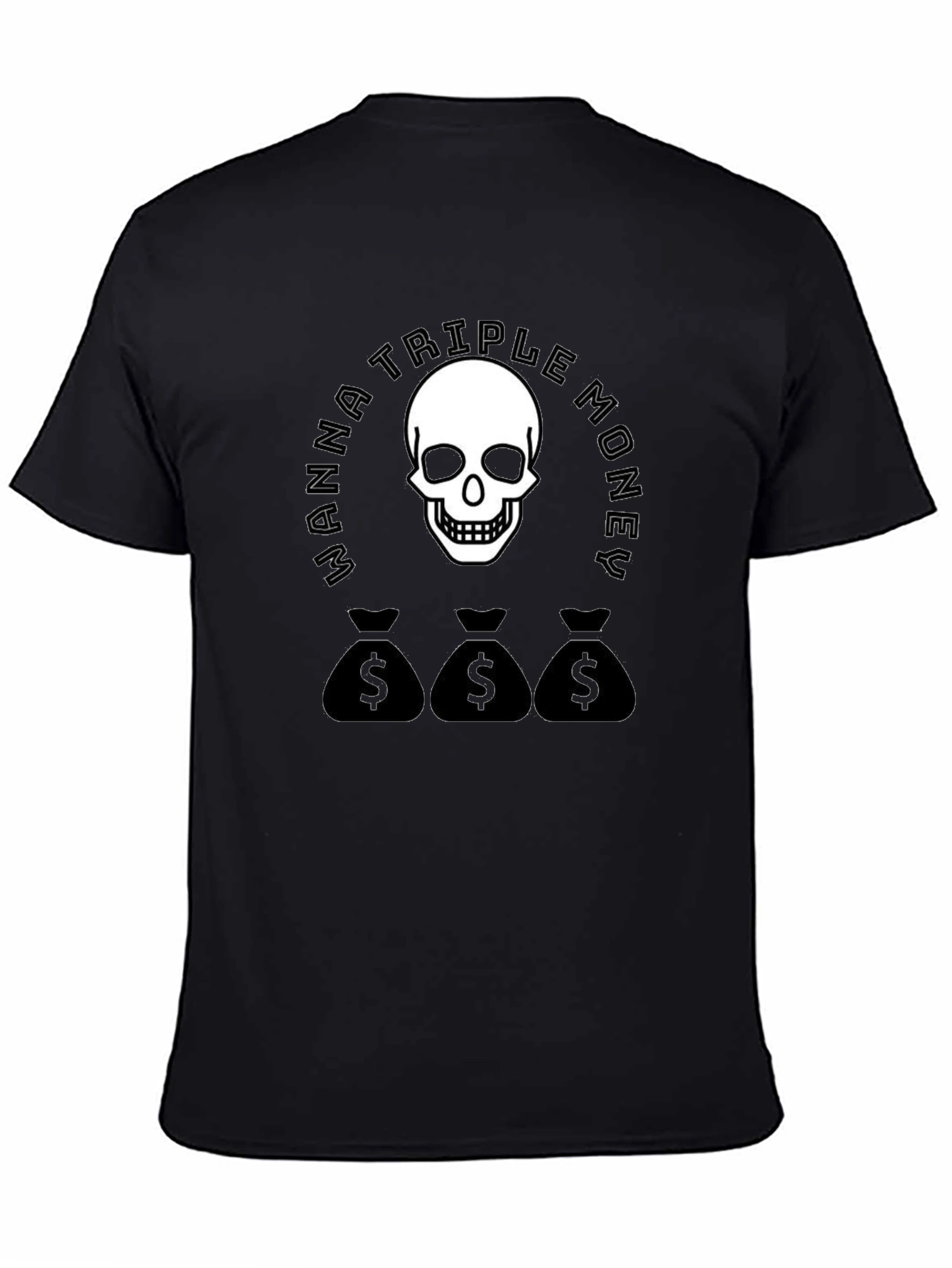 Wanna Triple Money Skull Black T-Shirt