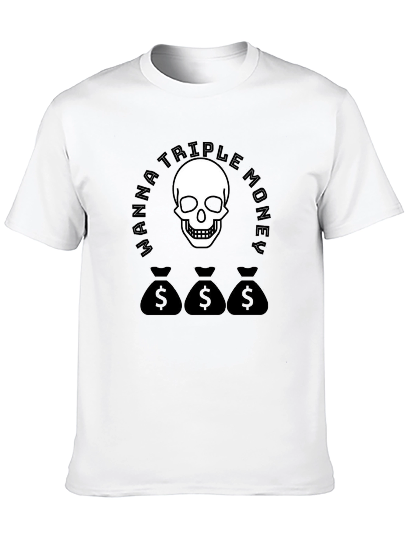 Wanna Triple Money Skull Black T-Shirt