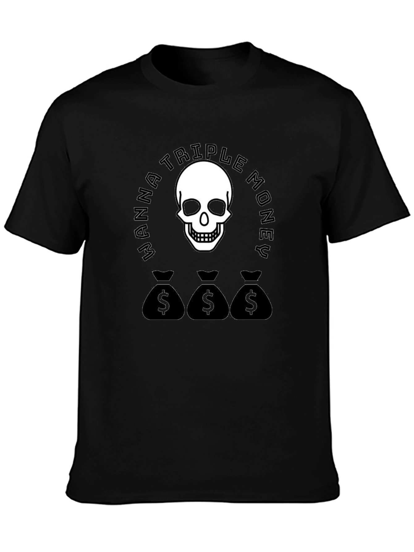Wanna Triple Money Skull Black T-Shirt