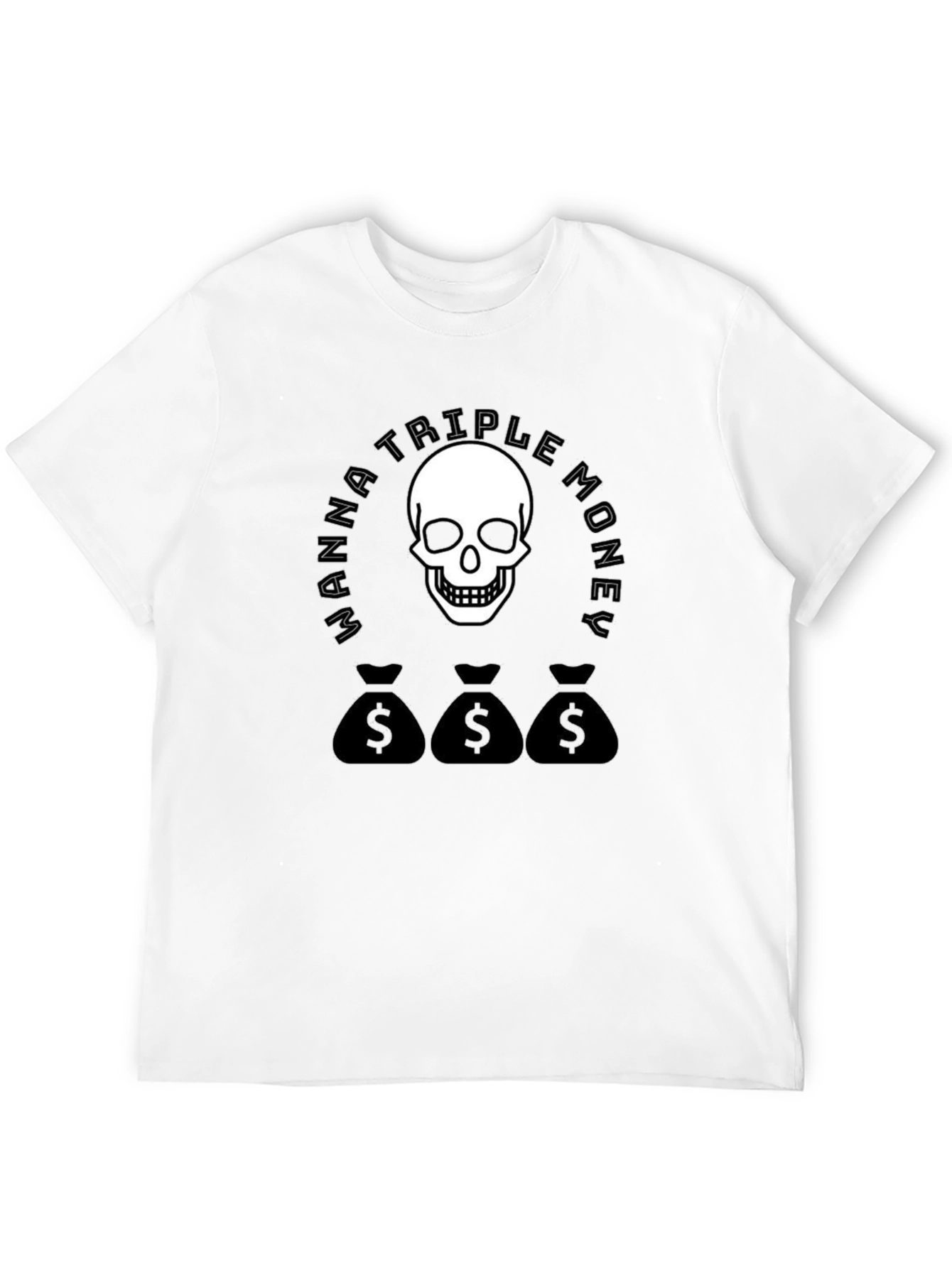 Wanna Triple Money Skull Black T-Shirt