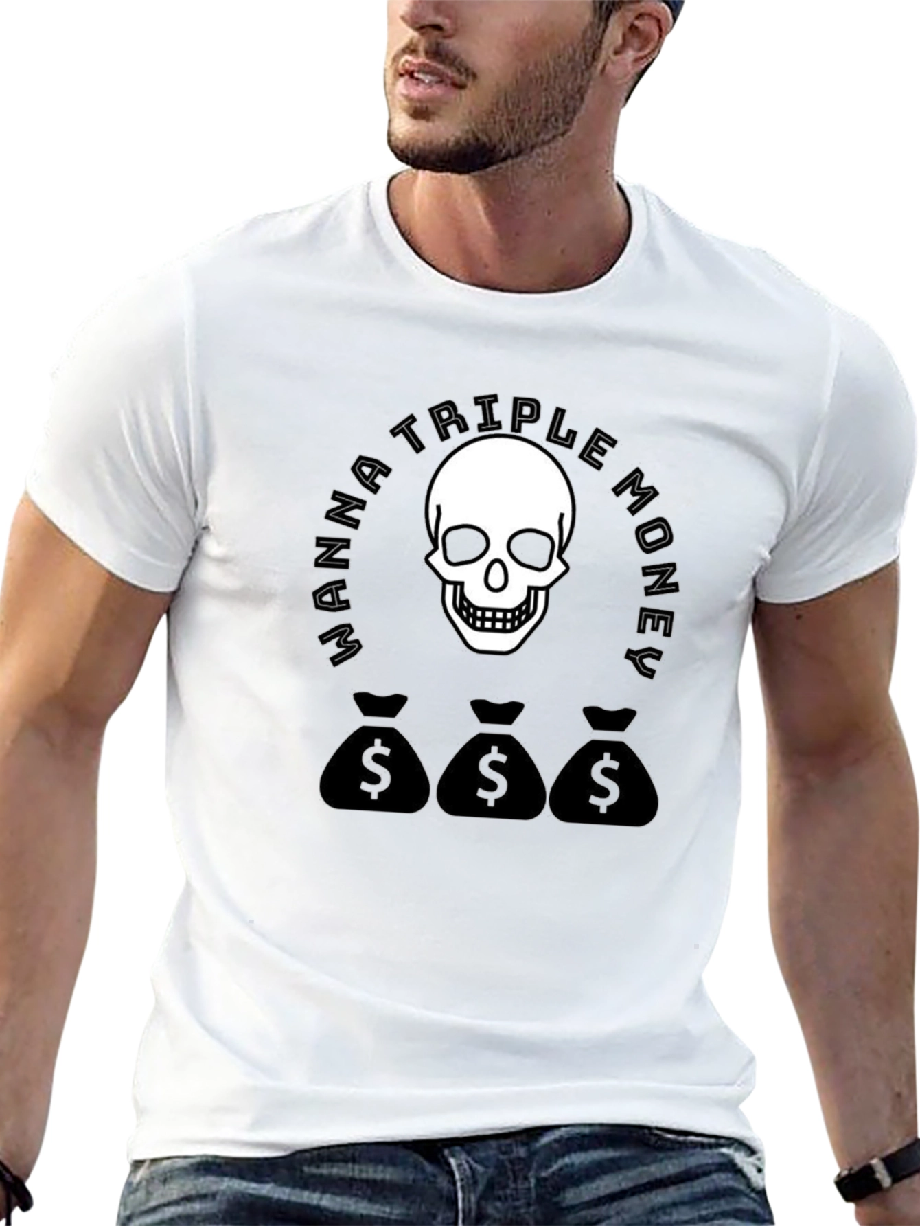 Wanna Triple Money Skull Black T-Shirt