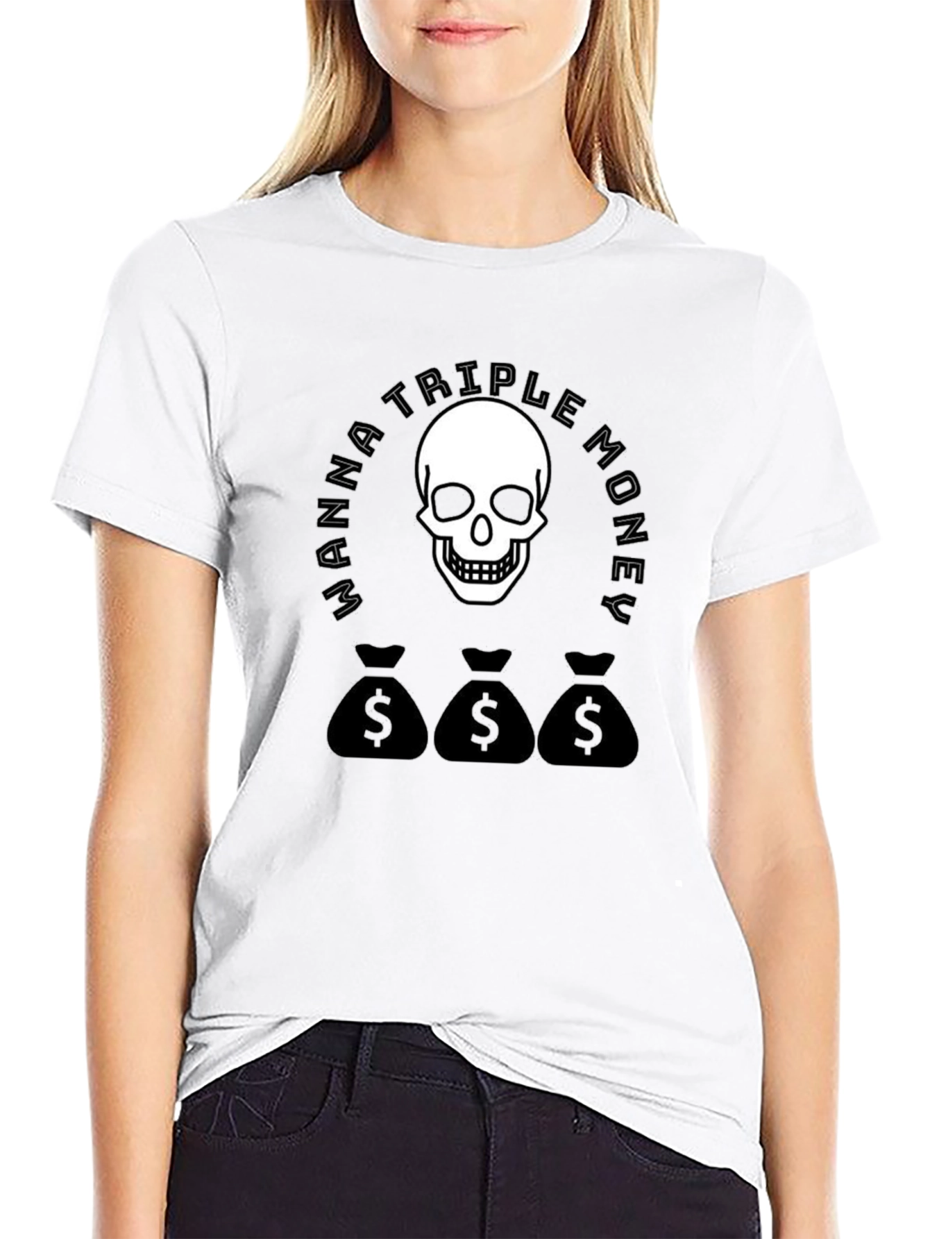 Wanna Triple Money Skull Black T-Shirt