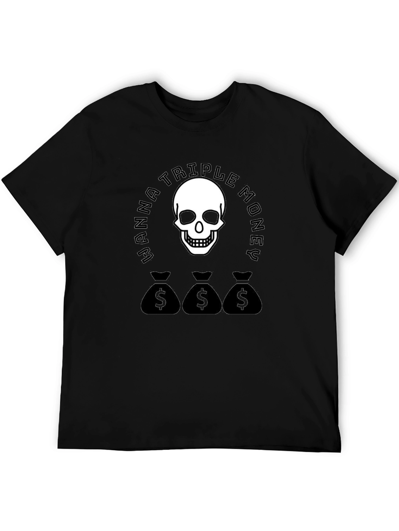 Wanna Triple Money Skull Black T-Shirt