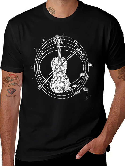 Musical Violin Graphic Tee - Black