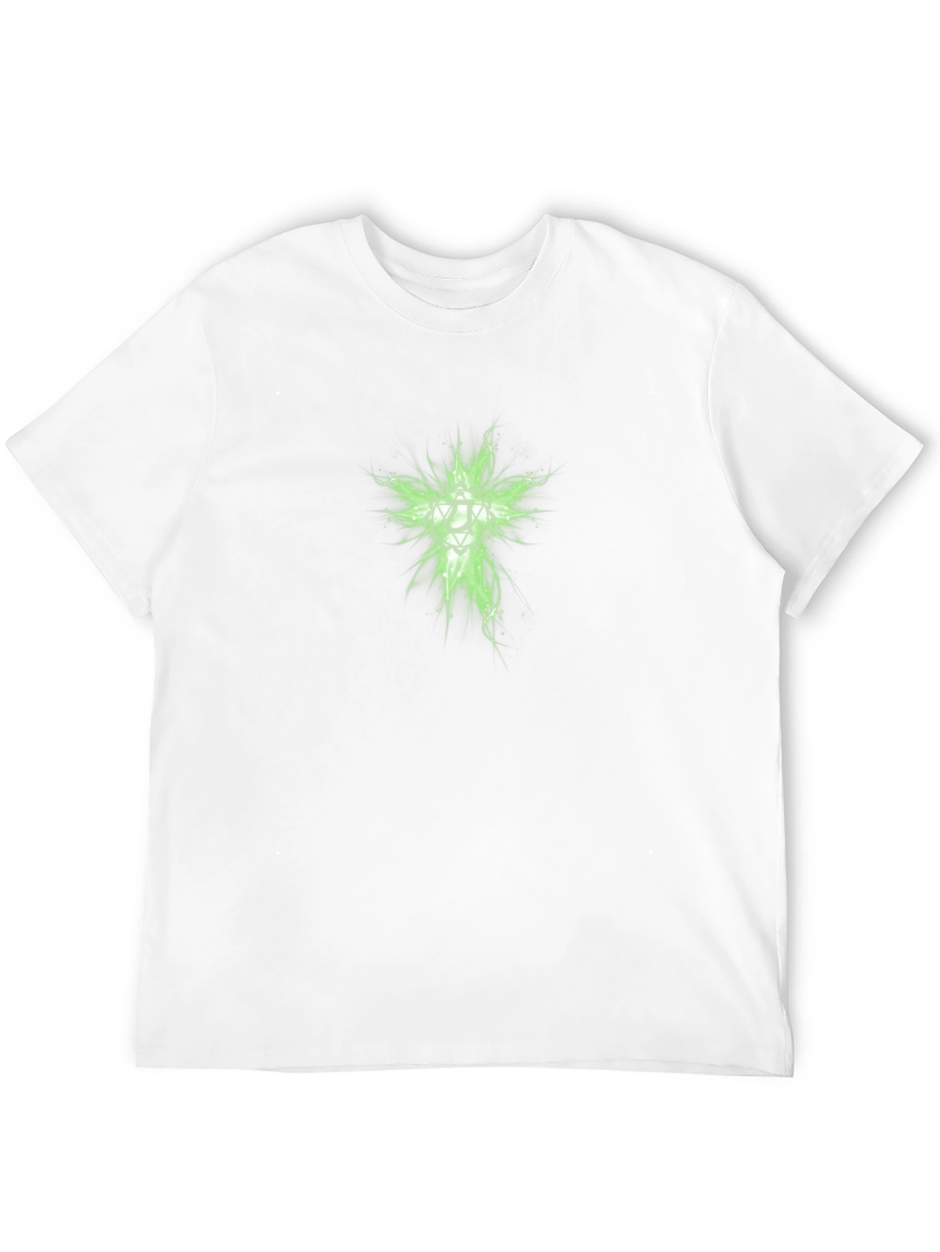 Mens Black T-Shirt with Green Geometric Design