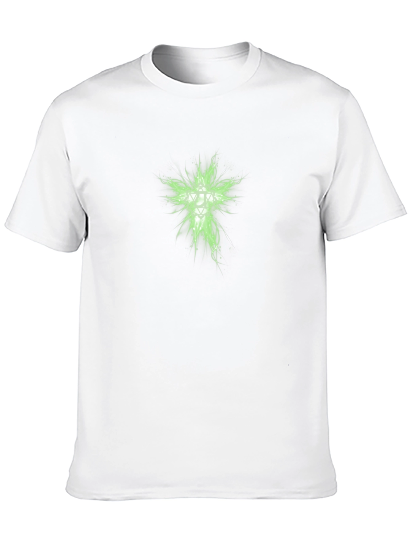 Mens Black T-Shirt with Green Geometric Design