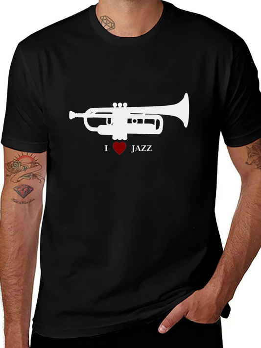 I Heart Jazz Black T-Shirt - Trumpet Graphic Tee