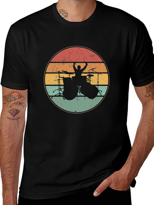 Vintage Drummer Graphic Tee - Music Lover T-Shirt