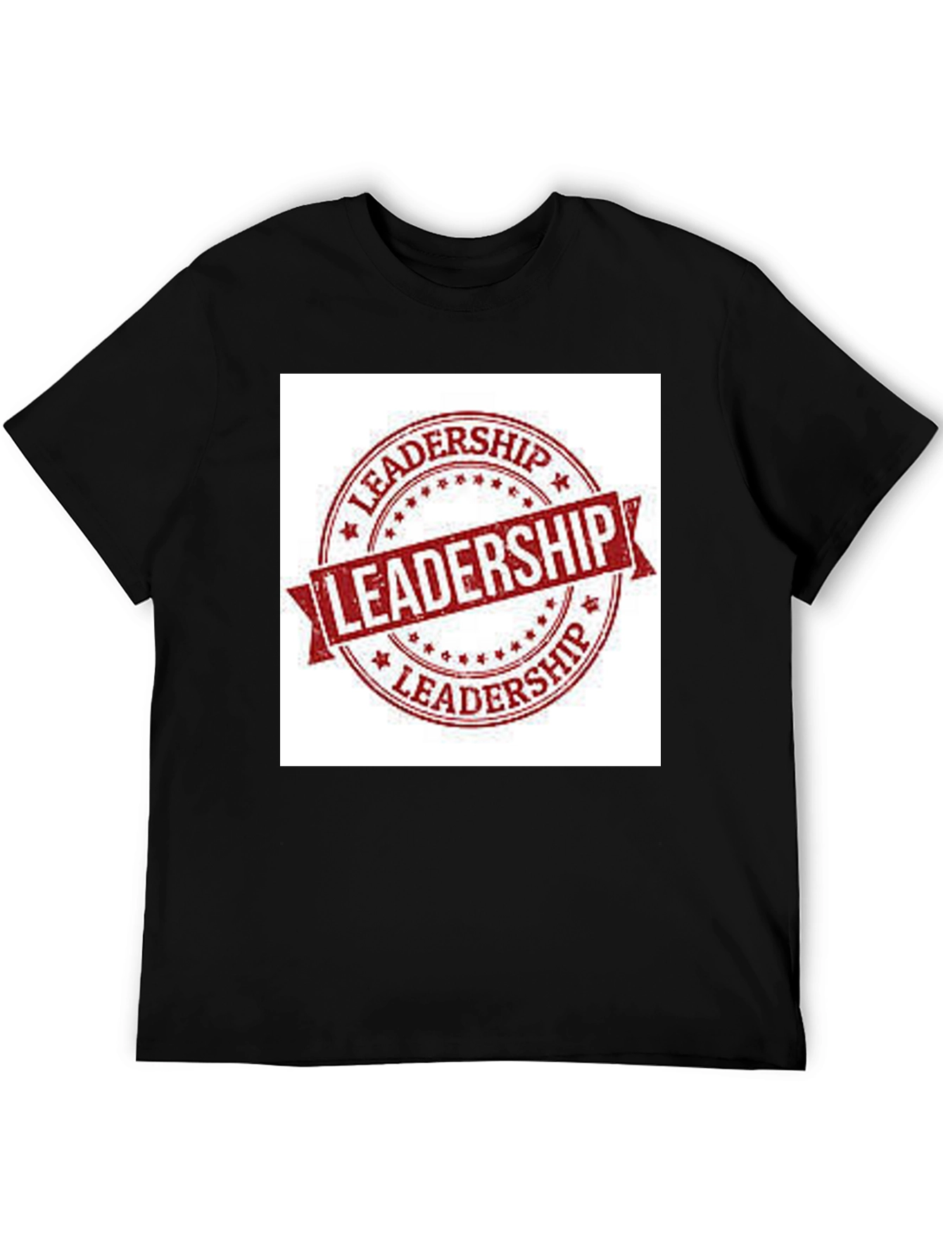 Leadership Stamp Graphic Tee - Black Cotton T-Shirt