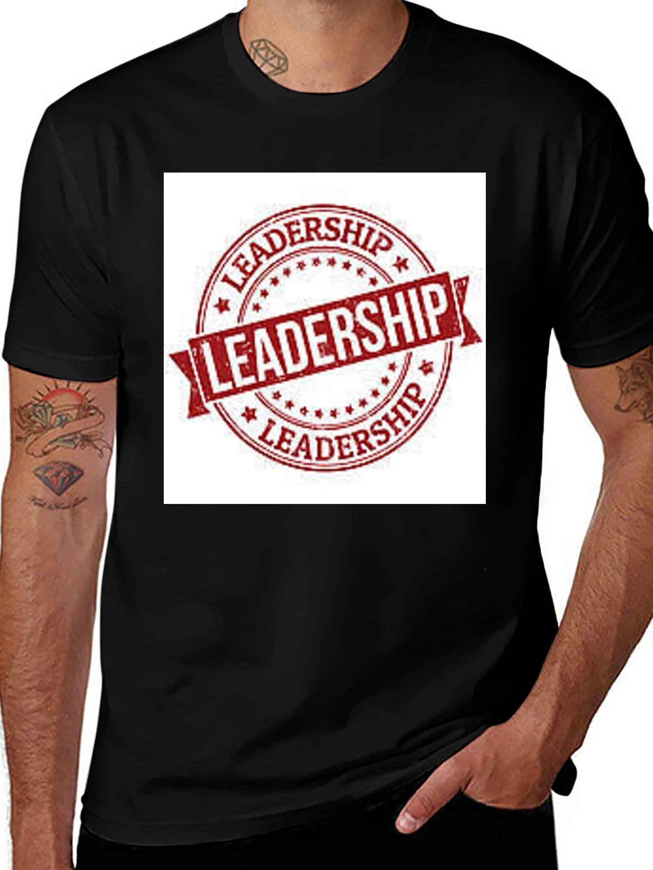 Leadership Stamp Graphic Tee - Black Cotton T-Shirt