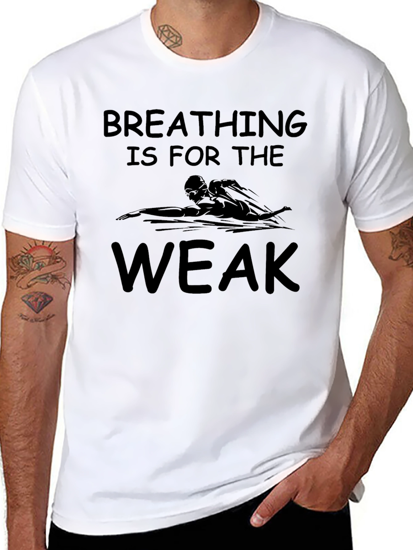Breathing is for the Weak Swimmer Graphic T-Shirt