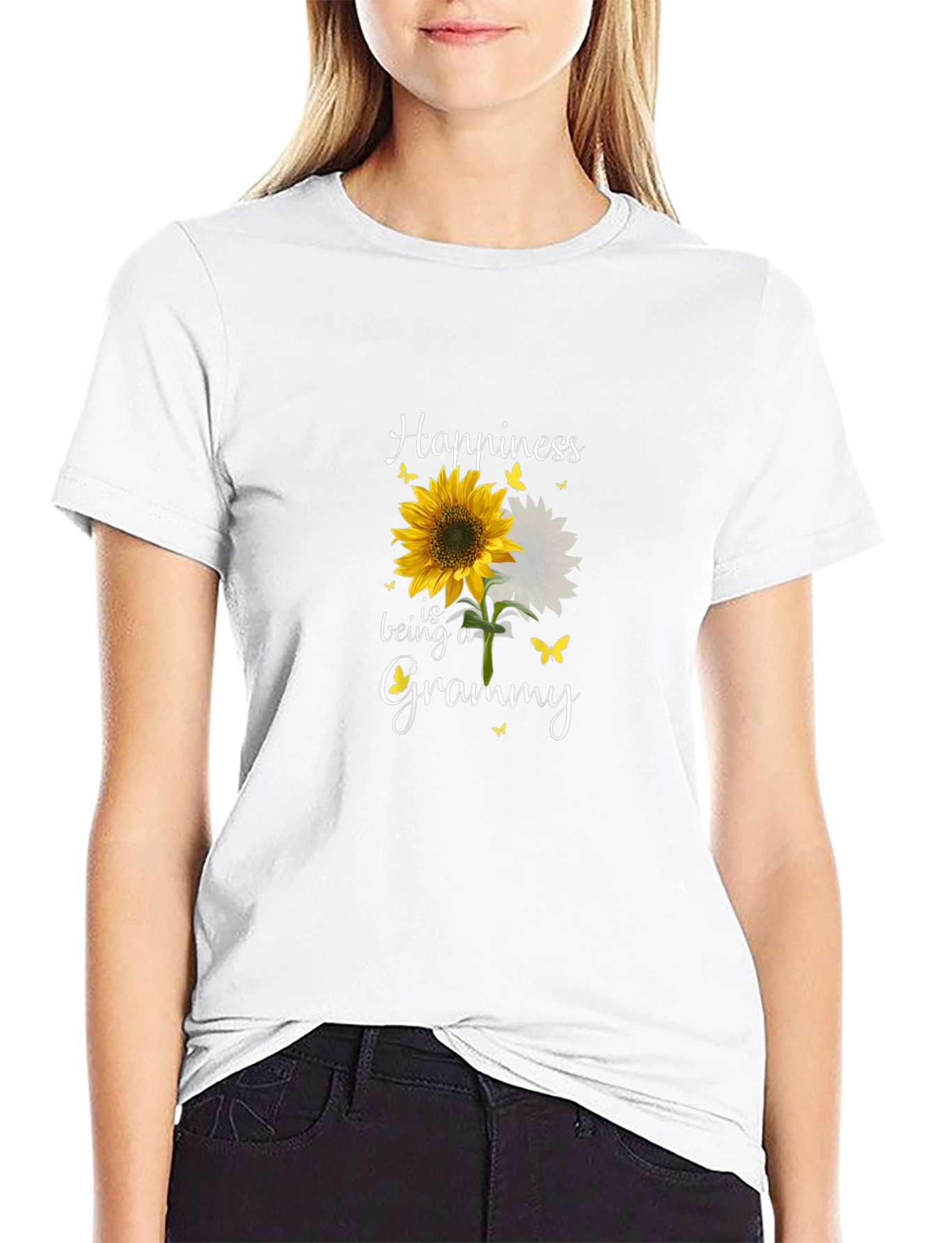 Happiness Is Being A Grammy Sunflower Graphic T-Shirt