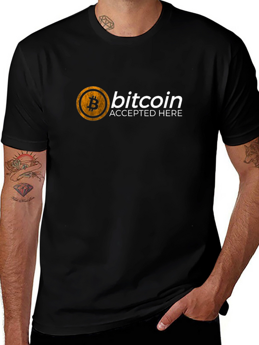 Bitcoin Accepted Here Black T-Shirt Crypto Tee