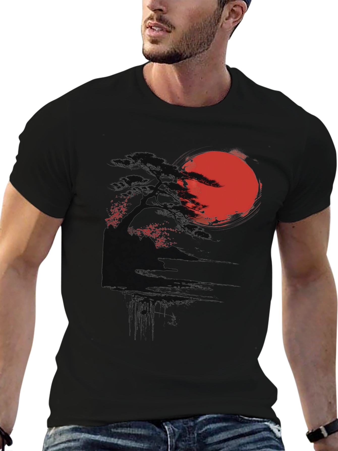 Rising Sun Graphic Tee - Black Cotton Blend