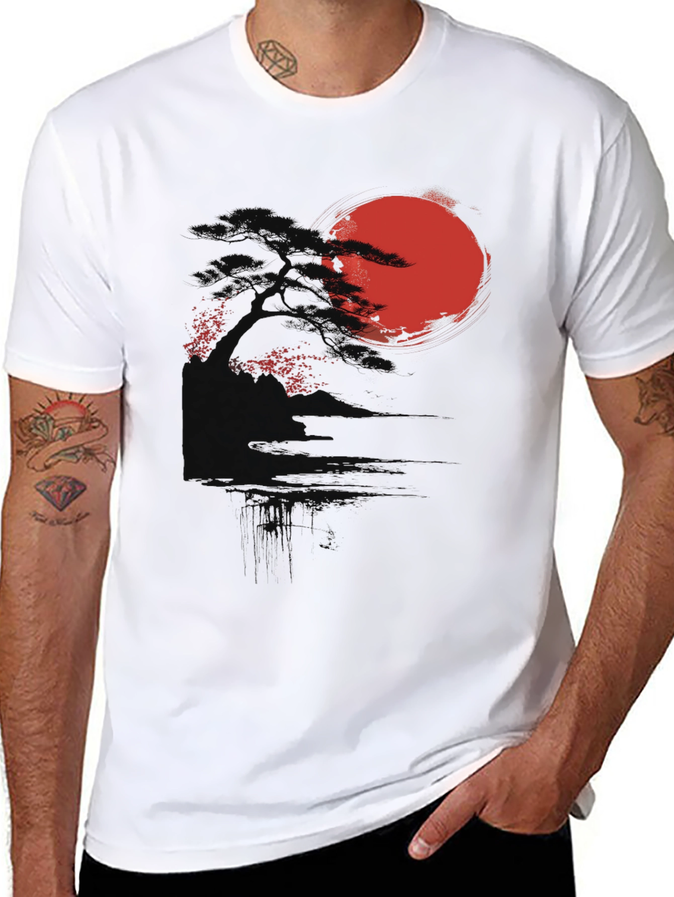 Rising Sun Graphic Tee - Black Cotton Blend