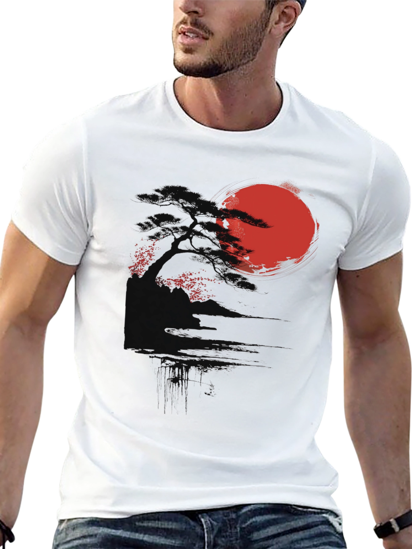 Rising Sun Graphic Tee - Black Cotton Blend