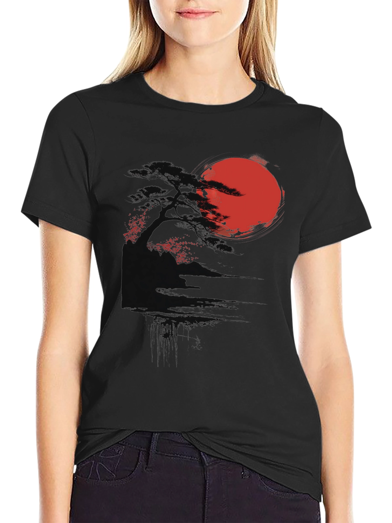Rising Sun Graphic Tee - Black Cotton Blend