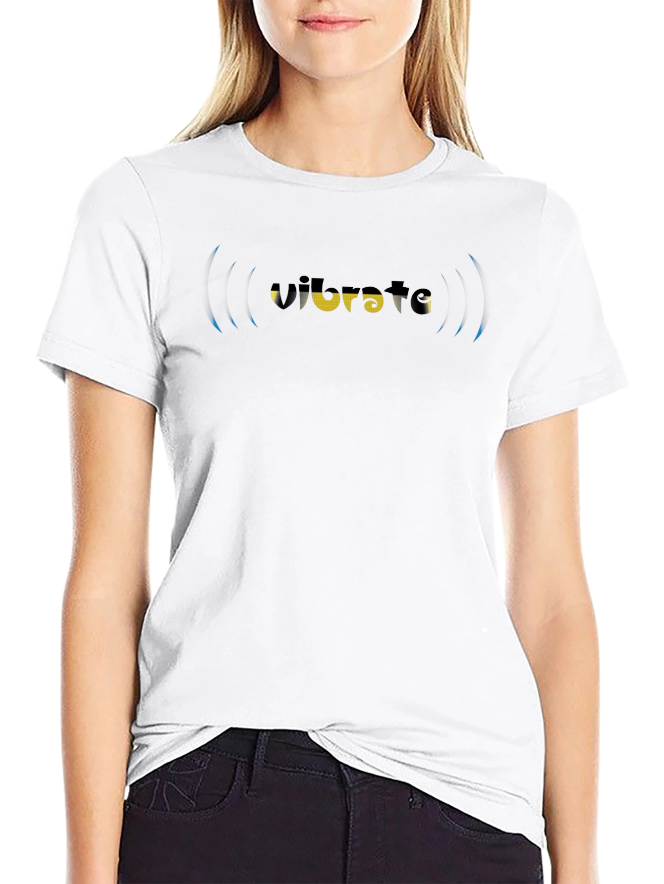 Vibrate Graphic Tee - Black Cotton Blend T-Shirt