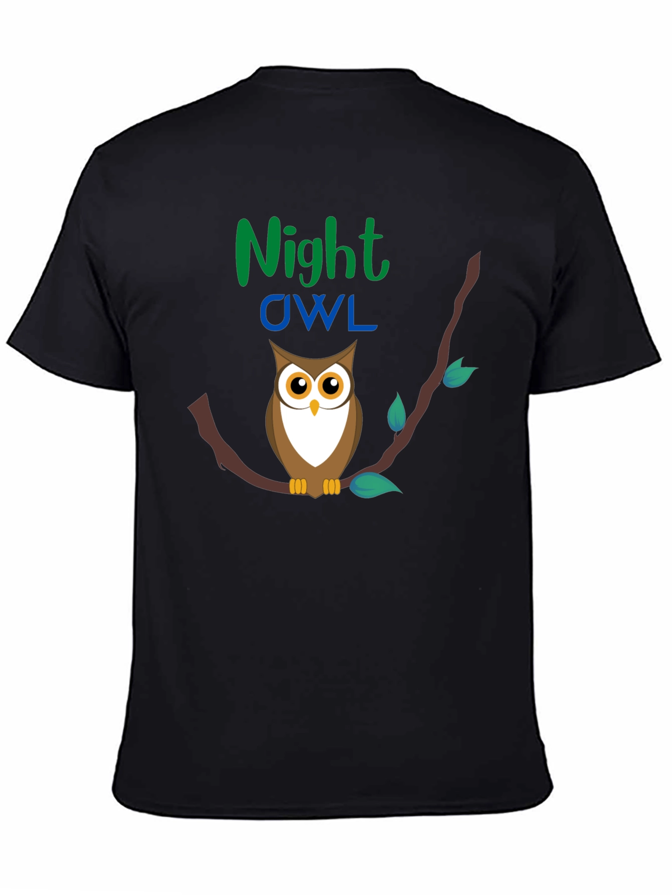 Night Owl Graphic Tee - Black Cotton T-Shirt