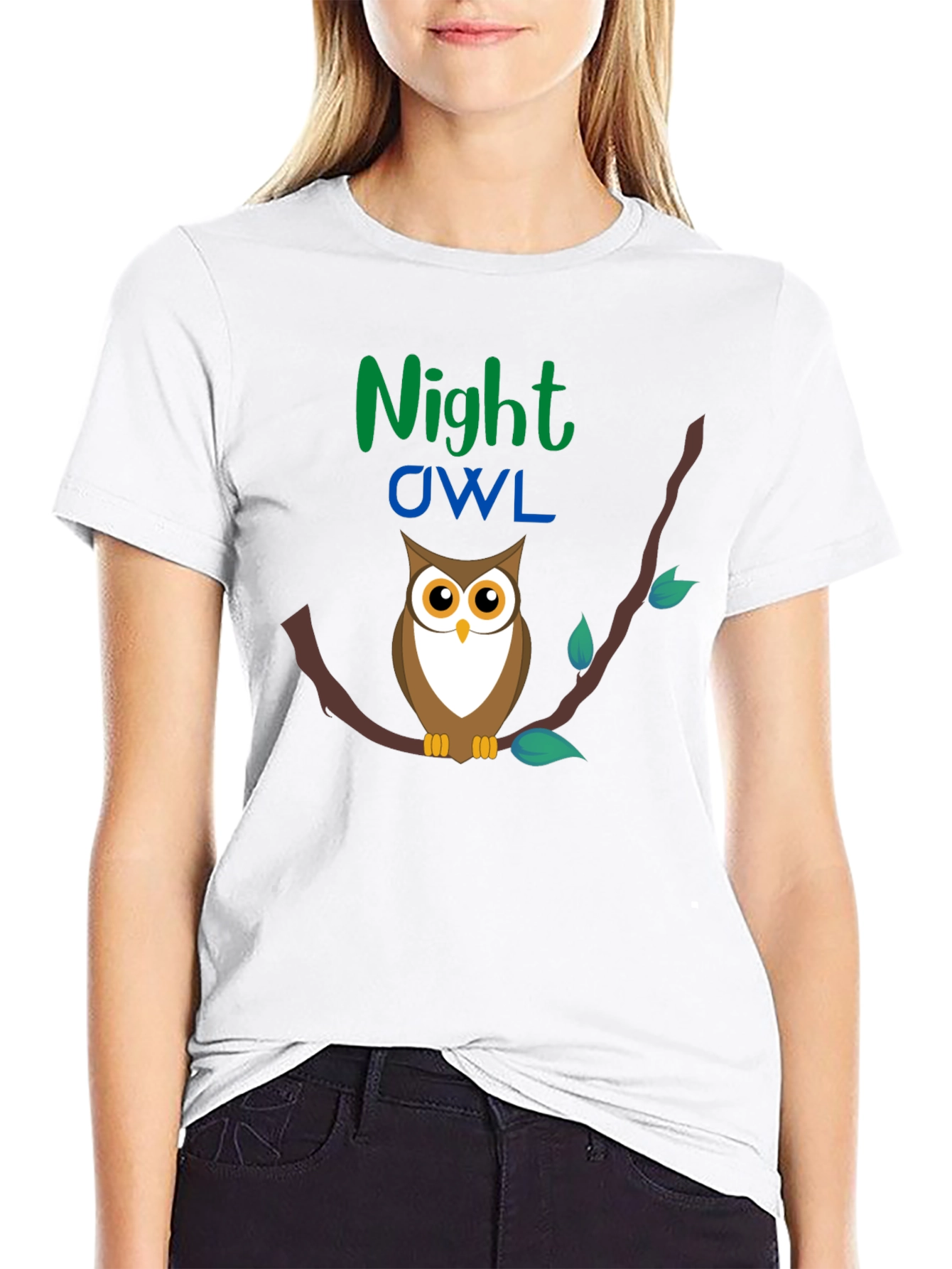 Night Owl Graphic Tee - Black Cotton T-Shirt