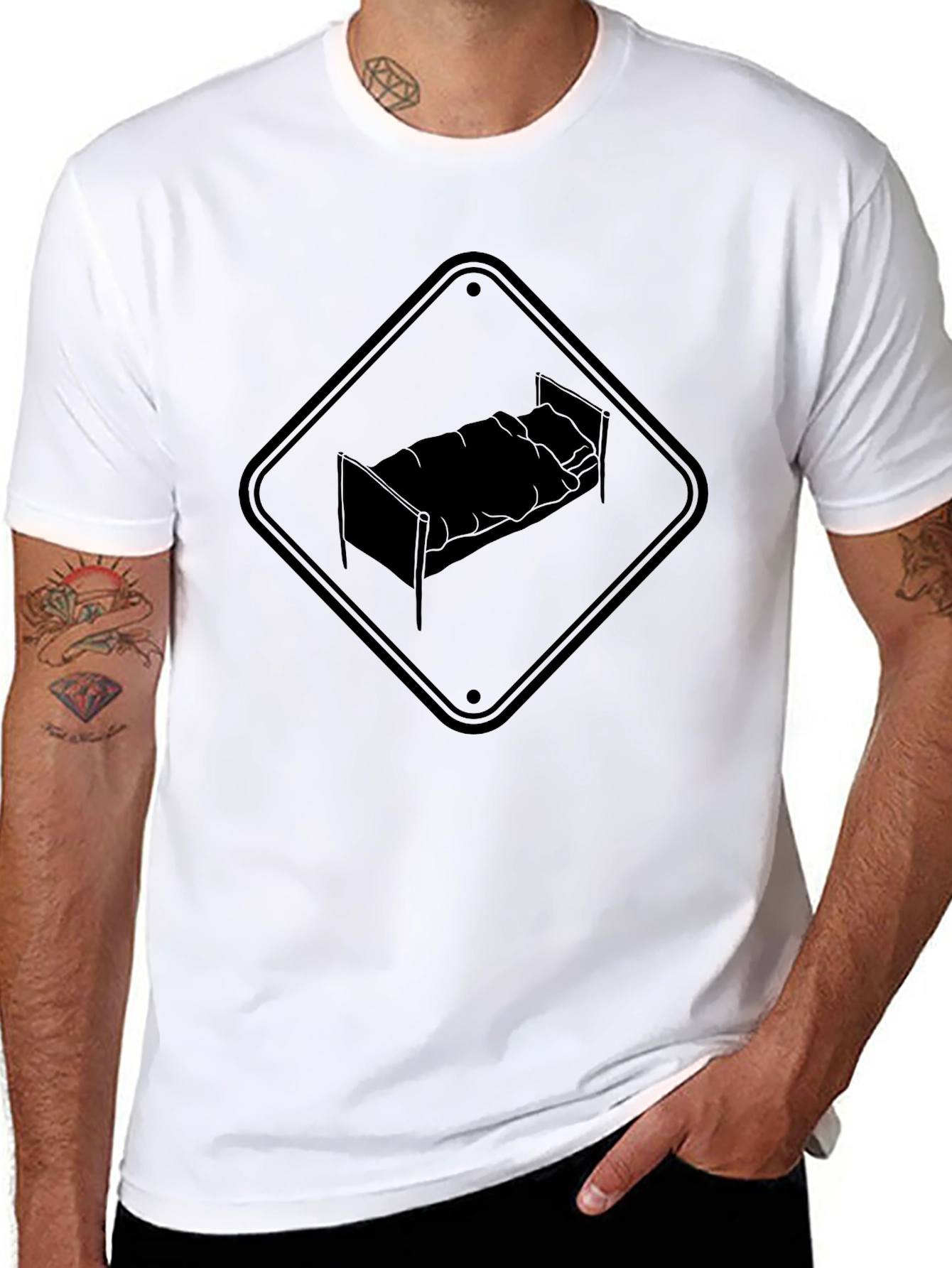 Black Bed Crossing Sign Graphic Tee