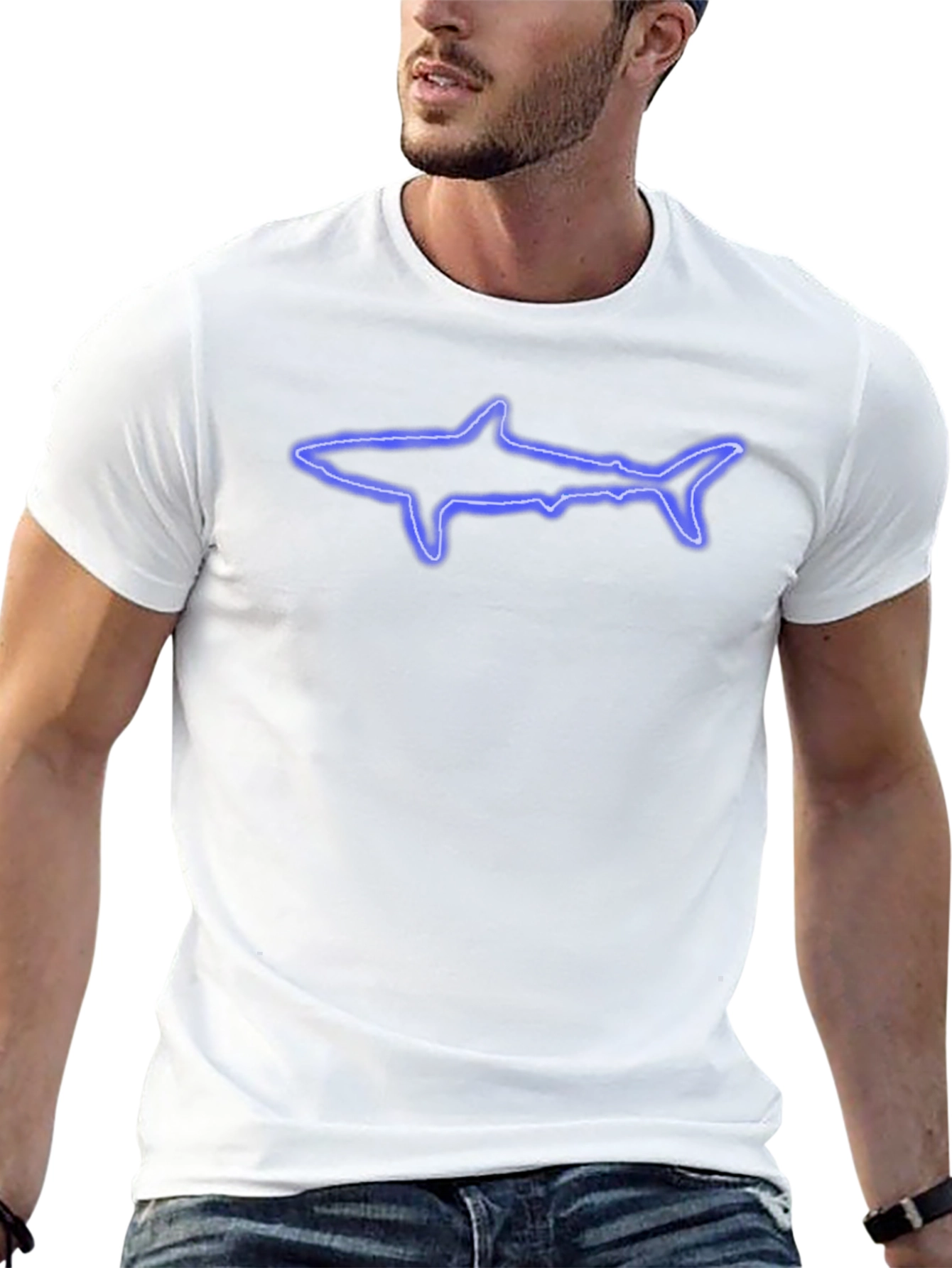 Neon Shark Graphic Black T-Shirt