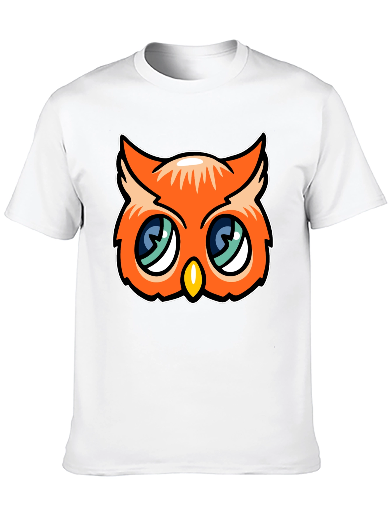 Cute Cartoon Owl Graphic Tee - Black