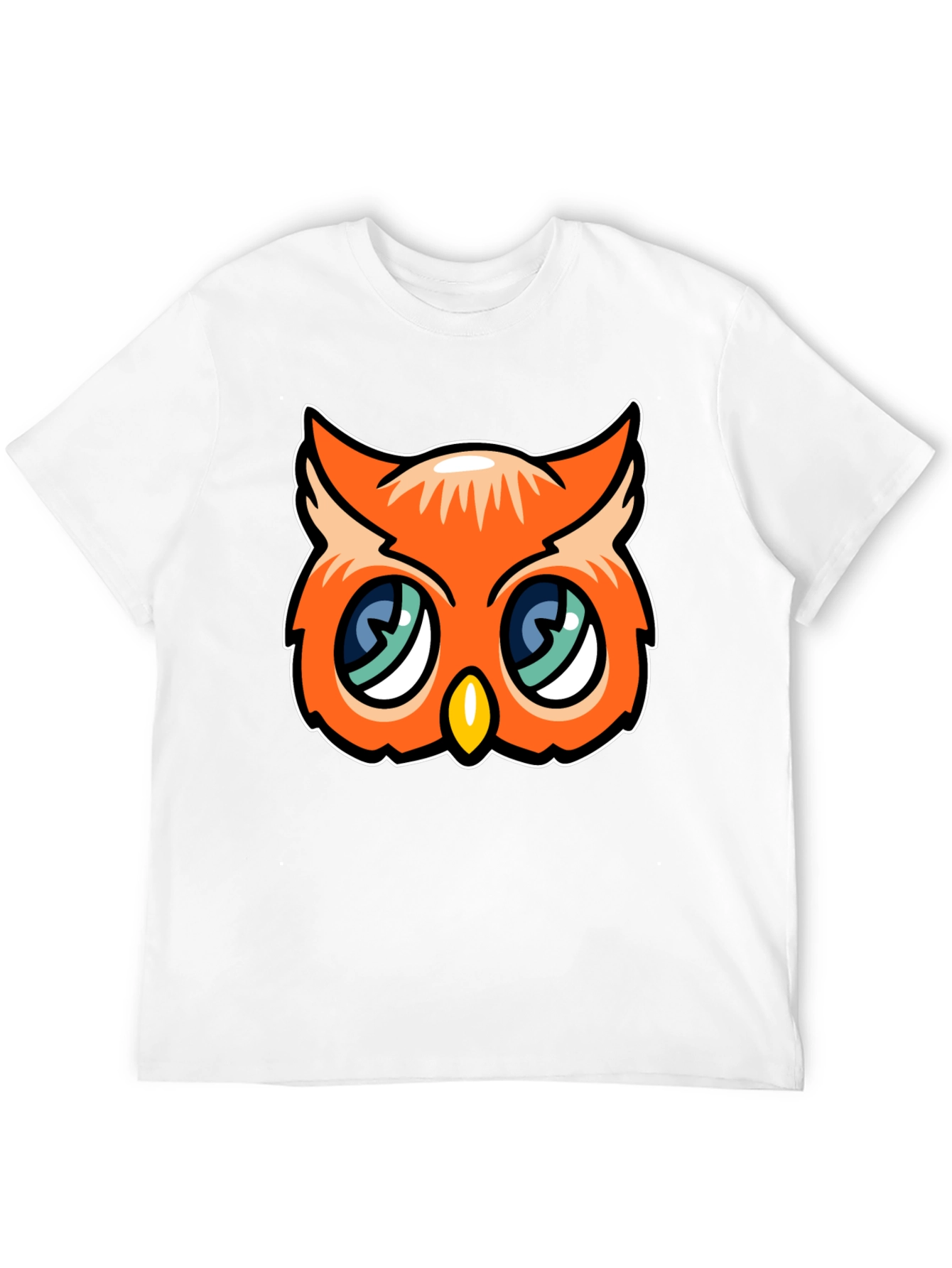 Cute Cartoon Owl Graphic Tee - Black